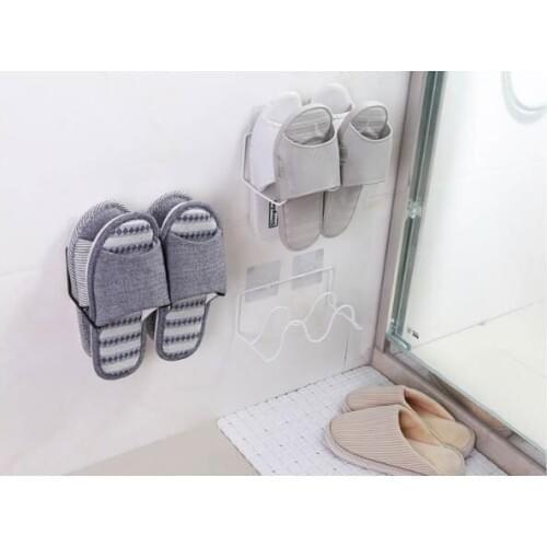 1PC Home Wall-Mounted Sticky Door Storage Hanging Shoe Rack Iron Shelf Slipper Organiser Stand Closet Cabinet Holder OK 0720