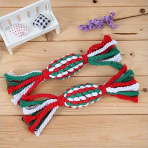 1PCS Cat toys teeth cleaning toys high quality cotton rope hand-knitted odorless Christmas pet toys