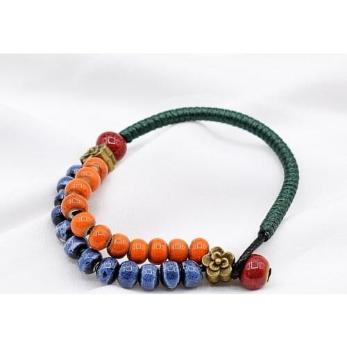 1PC Bohemian Little Fresh Literature And Art Forest Series Ceramic Woven Bracelet National Style Girl