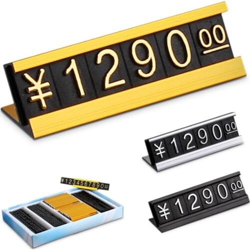 10 Sets Price Tag Dollar Euro Number Digit Cubes Clothes Phone Laptop Jewelry Showcase Counter Price Label Sign Display Stand