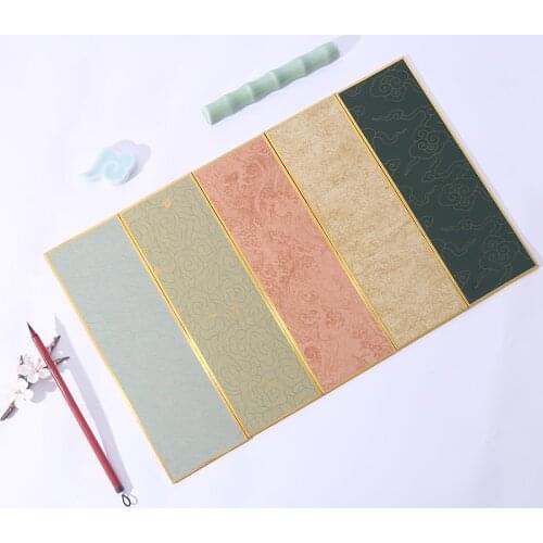 10 Sheets Brush Hard Pen Calligraphy Paper Chinese Painting Xuan Hard Card Gold Calligraphy Works Lens Jam Rice Paper 9*28cm