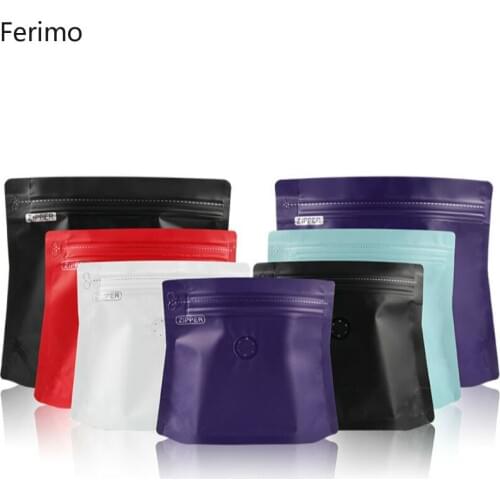 100pcs Diamond bag side zipper one-way air valve aluminum foil sealed pocket coffee bean food tea candy powder packaging bags