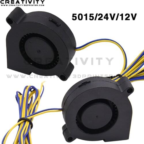 5015/4010 Cooling Turbo Fan 12V&24V Air blower DC Brushless 2 Pin Wire 3D Printer Parts Black Plastic Fans Cooler