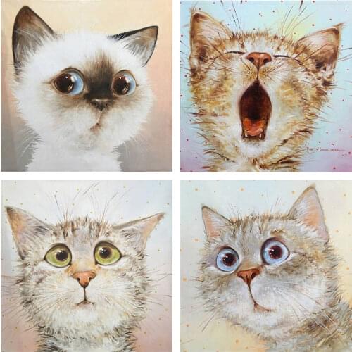 5D DIY Diamond Painting Funny Modis Cat Cartoon Art Full Diamond Animal Embroidery Cross Stitch Mosaic Set Home Decoration Gift