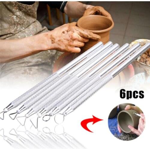6PCS/Set Pottery Ceramics Tools Carved Polymer Clay Modeling Tool Wax Carving Tools Set Red Handle For Sculpture Tools Set