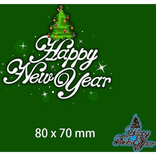 80*70mm Happy New Year Letter New Cutting Dies Scrapbook Decoration Embossing Paper Craft Album Card Punch Knife Mold