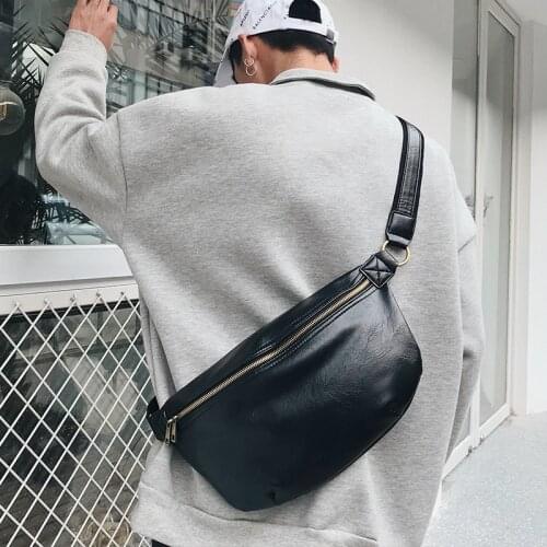 Big Waist Bag for Men Luxury Brand Leather Designer Shoulder Crossbody Chest Bags Male Casual Bum Banana Bags Travel Fanny Pack