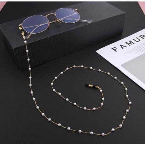 Chic Pearl Beaded Glasses Chain for Women Sunglasses Chains Lanyards Neck Strap Rope Reading Eyeglasses Cord Holder Gold Silver