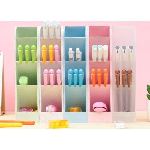 Four Oblique inserting Penholder Female Creative Fashion Stationery Scandinavian Transparent Small Refreshing Penholder