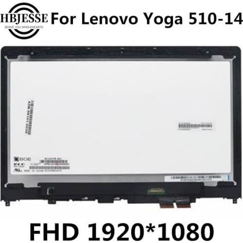 For Lenovo Yoga 510 14 Yoga 510-14 Yoga 510-14ISK LCD Touch Screen Display Assembly with Frame 1920*1080