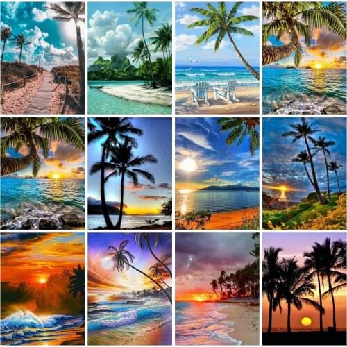 EverShine Diamond Painting Seaside Cross Stitch Diamond Mosaic Landscape Picture Rhinestones Art Handmade Hobby Home Decor