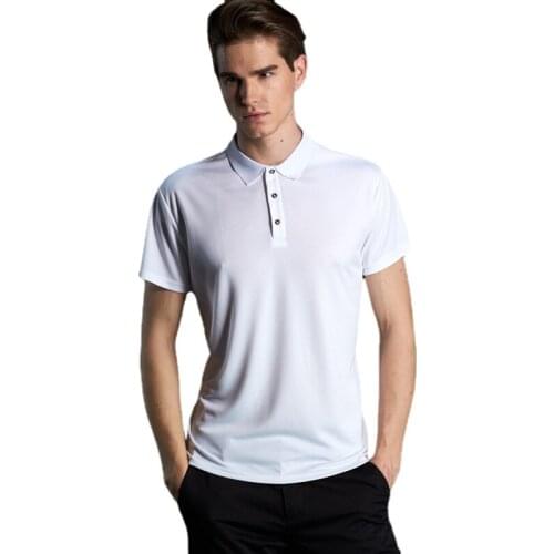 ICCLEK 2021 Summer Men Short-sleeved T-shirt Lapel Shirt Solid Color Polo T-Shirt Business Casual Slim T-Shirts Sportswear S-4XL