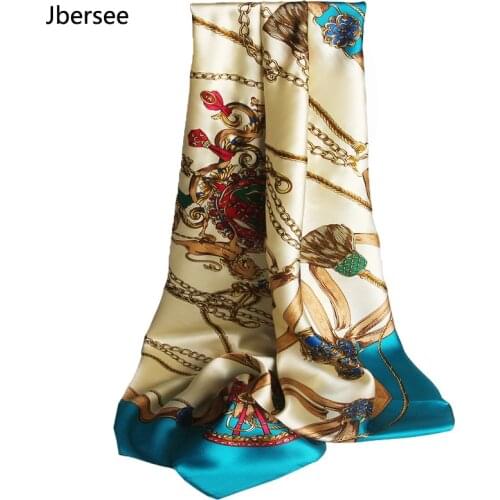 Jbersee Silk Scarf Luxury Brand Women Bandana Floral Silk Scarves Stoles Women Pure Silk Scarfs for Ladies Square Shawl 88*88cm