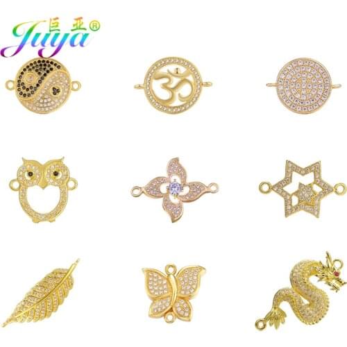 Juya DIY Bracelet Earrings Components Supplies For Handmade Religious Animal Flower Dragon Butterfly Leaf Star Charm Connectors