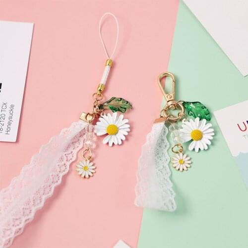 Korean Smart phone Strap Lanyards for iPhone Samsung Decor Mobile Phone Strap Rope Phone Daisy Flower Sweat Dreamy Lace Charm