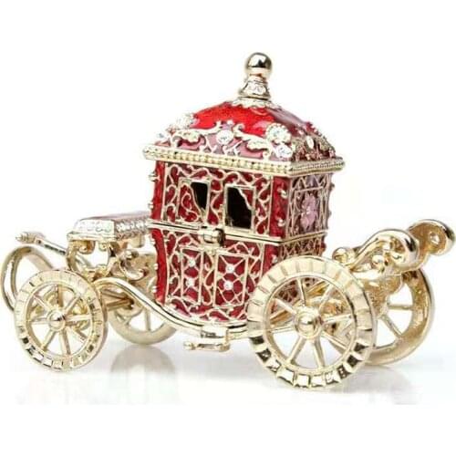 Valentines Day Christmas Enamel Romantic Red Yellow Carriage Jewelry Storage Box And Ornaments Box
