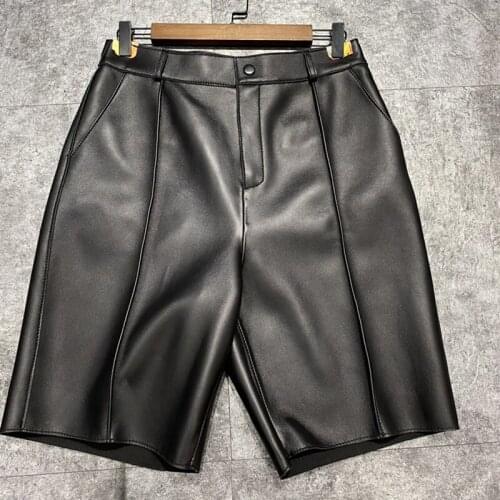 2020 Women’S Genuine Leather Short Pants Autumn Winter New Fashion Casual Midi Length High Waist Real Sheepskin Sexy Pants
