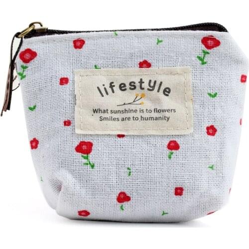 1 Pc Girls Portable Mini Canvas Bag Purse Tree Flower Pattern Printed Coin Purses Wallet Women Credit Card Holder Zipper Wallets