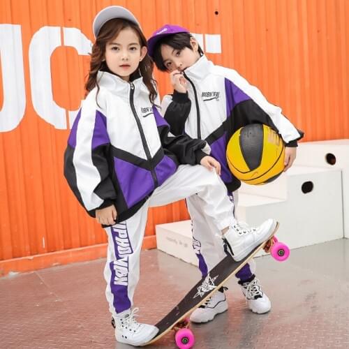 Kid Hip Hop Clothing Clothes Jazz Dance Costume Running Jacket Coat Tops Jogger Pants for Girls Boys Ballroom Dancing Streetwear