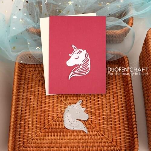 DUOFEN METAL CUTTING DIES birthday party lucky unicorn stencil DIY Scrapbook Paper Album 2021 new
