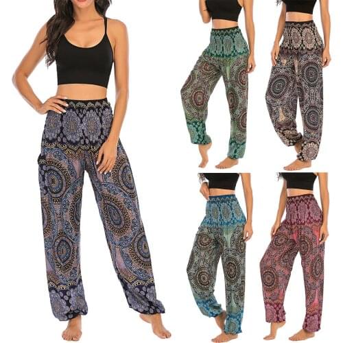 Men Women Bohemian Yoga Pants Thai Harem Trousers Boho Festival Hippy Smock High Waist Yoga Pants Штаны Брюки Женские Леггинсы