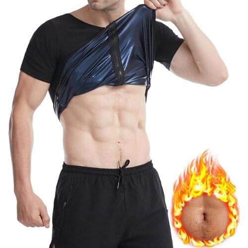 Mens Shaper Abdomen Zipper Short-Sleeved Vest Fitness Sweats Soft and Comfortable Big Size Corset Solid Color