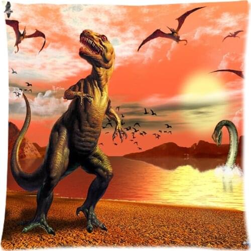 Soft Polyester Square Pillow Case Sofa Cushion Cover For Car Chair Dinosaur Cushion Case 45x45cm Without Stuffing