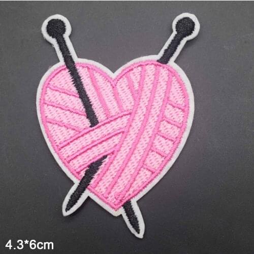 Pink Love Heart Iron On Embroidered Clothes Patches For Clothing Stickers Garment Wholesale