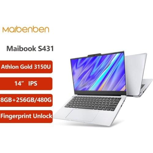 MAIBENBEN Maibook S431 Laptop 2020 NEW AMD CPU Athlon Gold 3150U 14" IPS 8G DDR4+SSD Metal Fingerprint Unlock One-handed openin