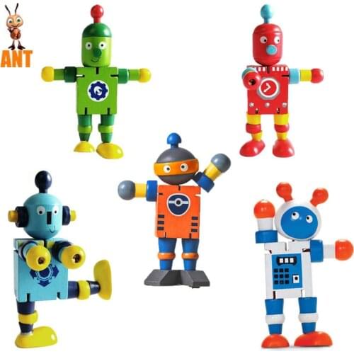 2021 New Fidget Toys Puppet Wooden Deformation Robot Wood Decompression Toys Creative Novelty Gift Антистресс