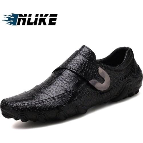 New Fashion Big Size Doug Shoes Mens Office Genuine Leather Shoes Male Flat Loafers Luxury Mens Shoes