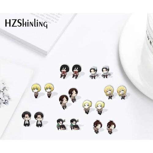 New Arrival Anime Attack on Titan Acrylic Resin Earrings Stainless Steel Ear Sweet Jewelry Accessories epoxy