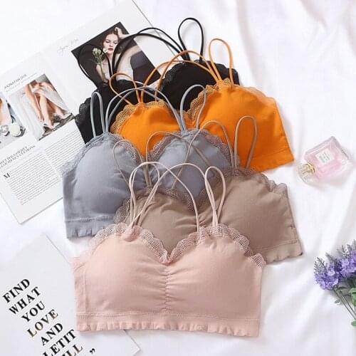 New seamless cross sling lace fine thread sexy back wrap chest without steel ring push up bras for women lingerie