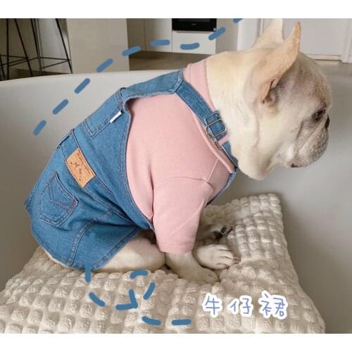Dog clothes Denim suspender skirt Dog Dress