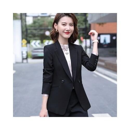 2021 Autumn Winter Professional Fashionable Women Business Blazers And Jackets One Button Office Work Wear Suit Notched Black