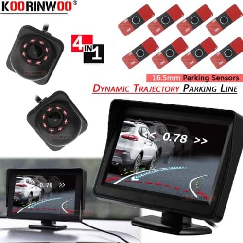 Koorinwoo Dual CPU Parktronics 8 Kit Dynamic Trajectory Intelligent Car Sensors Front + Back Jalousie Rearview camera Wide Angel