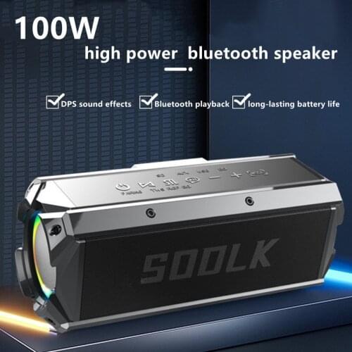 Portable 100W High Power Bluetooth Speaker Subwoofer Outdoor Riding Wireless Music Speaker TWS Stereo Home Theater Caixa De Som
