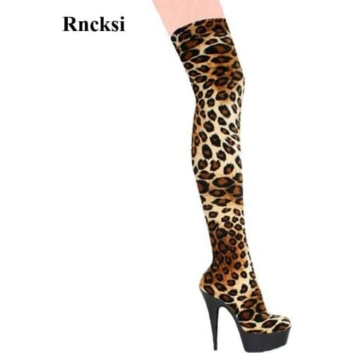 Rncksi Spring Women Sexy Close Toe 15cm High Heels Night Club Over The Knee Boots Pole Dancing Party Girl Shoes Boots