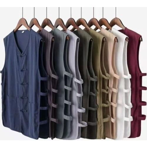 High Quality Men Cotton&Linen Shirts Wing Chun Male Tai Chi Kung Fu Lay Meditation Vest Martial arts Tang Suits