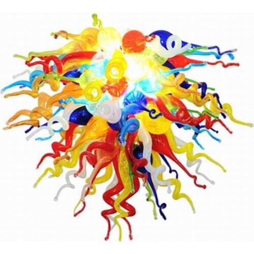 Modern Ceiling Decorative Multi Color Blown Murano Glass Hanging LED Chandeliers Lighting for Villa Decor