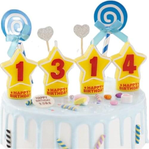 1Pcs Fives Angle Star Digits Birthday Candles Weddings Art Flameless Candle Cake for Children Gifts Happy Birthday Decoration