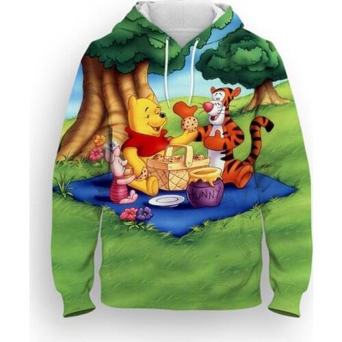3D Print Disney Cartoon Anime Winnie the Pooh Oversize Woman Sweatshirt Fashion Boy Girl Children Hoodies Men Spring Clothes