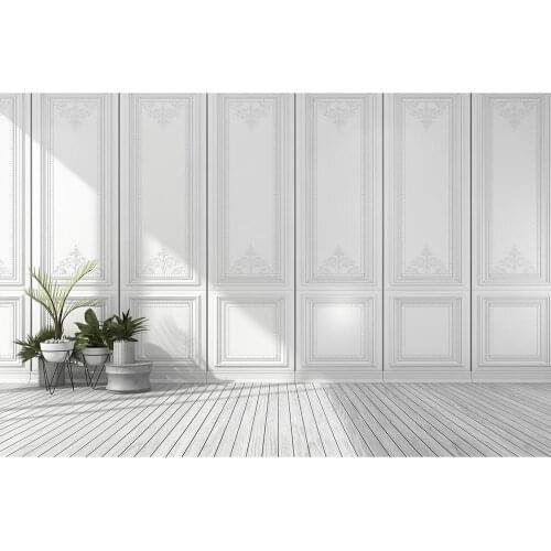 Photographic Backdrop White Wall Wooden Floor Plant Customized Background for Baby Children Toy Portrait Photophone Photo Studio