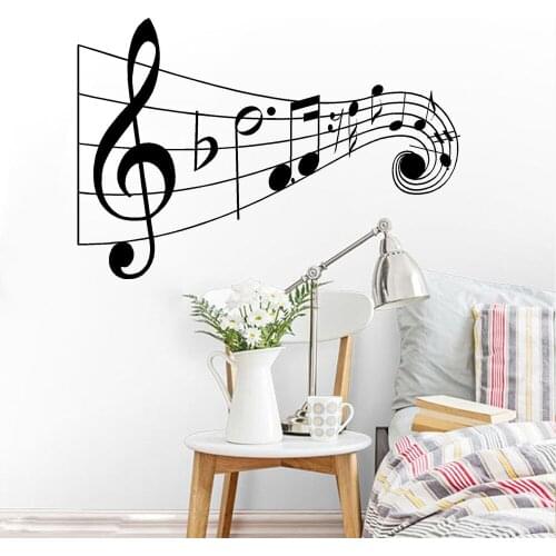Vinyl Music Notes Wall Decal Lettering Words Quote Wall Sticker New Design Musical Note Wall Murals Home Music Club Decor AY1623