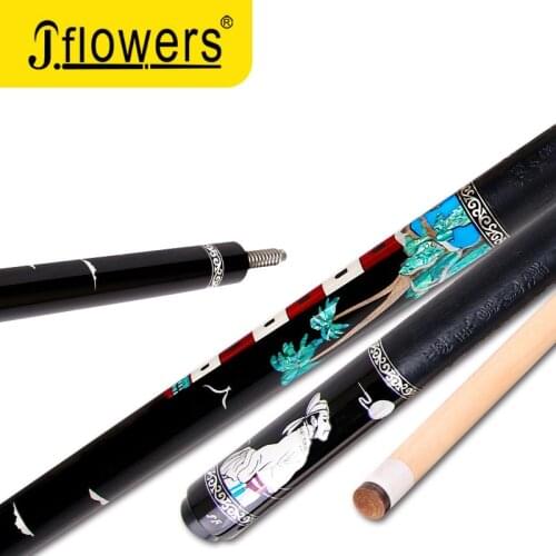 High-end JF J-FLOWERS AF-902 Pool Cue12.6mm Maori-gem Tip Technology Ebony Handmade Carving inlay Butt Leather Grip Professional
