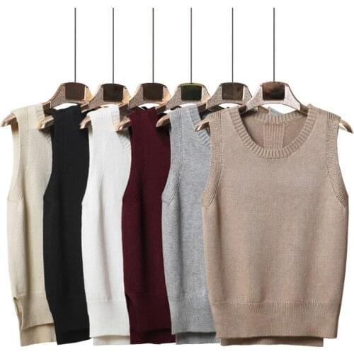 New 2020 Spring Autumn Knitted Vest Sweater Women Round Collar Sleeveless Loose Pullover Sweaters M - XXL Plus Size Ladys Tops