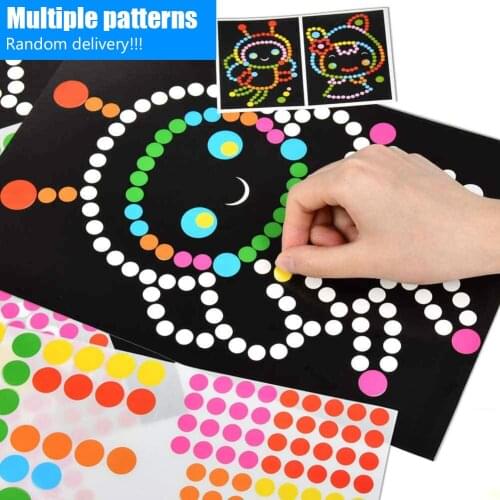 1/2/4/8 Set DIY Colorful Dot Primary Mosaic Puzzle Stickers Games Cartoon For Kids Concentration Patience Learning Toys