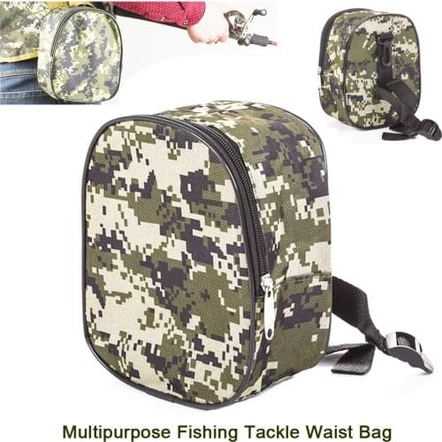 1 Piece Portable Fishing Waist Bag Multi-Purpose Fishing Tackle Tool Purse Large Capacity Zipper Case Military Fan Camo