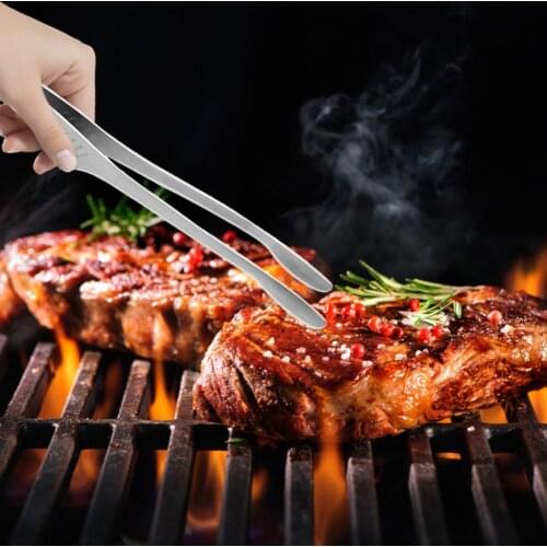 1Pc Stainless Steel Tongs Food Vegetable Tabletop Chopsticks Tongs Ice Clamp Grilled Meat Steak Clip Essential Tool