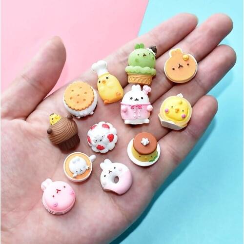 10Pcs Simulation Cartoon Cake Biscuit Resin Cabochon Kawaii Fake Food For Dolls Accessories DIY Scrapbooking For Phone Decor